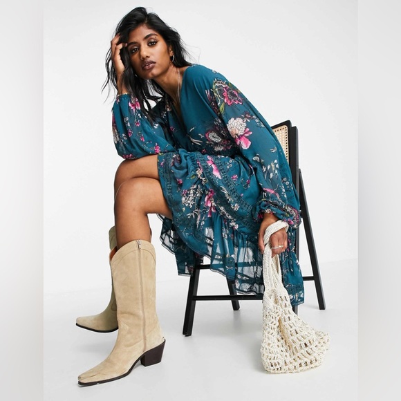 FREE PEOPLE CHERRY BLOSSOM MINI DRESS WITH SLEEVES SIZE XS - Picture 2 of 16